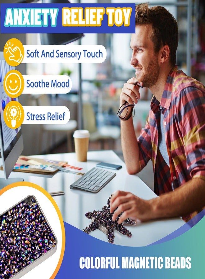 Chilvil 1000pcs Valentines Day Gifts for Him Teen Boy, Magnetic Fidget Toys Metal Weak Magnet Balls Stones Beads Quiet Office Desk Stress Anxiety Relief Cool Gadget Sensory Autism Ferrite Putty - Image 2
